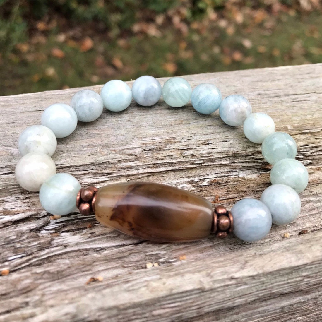 Amazonite Bracelet with Barrel-Shaped Botswana Agate Accent