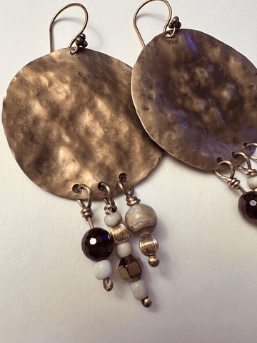 Rustic Bronze and Gemstone Dangle Earrings