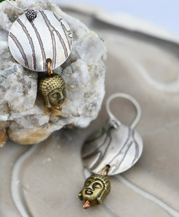 Zen Harmony:  Textured Sterling Silver Buddha Earrings