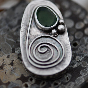 Sterling pendant- Green Vibes