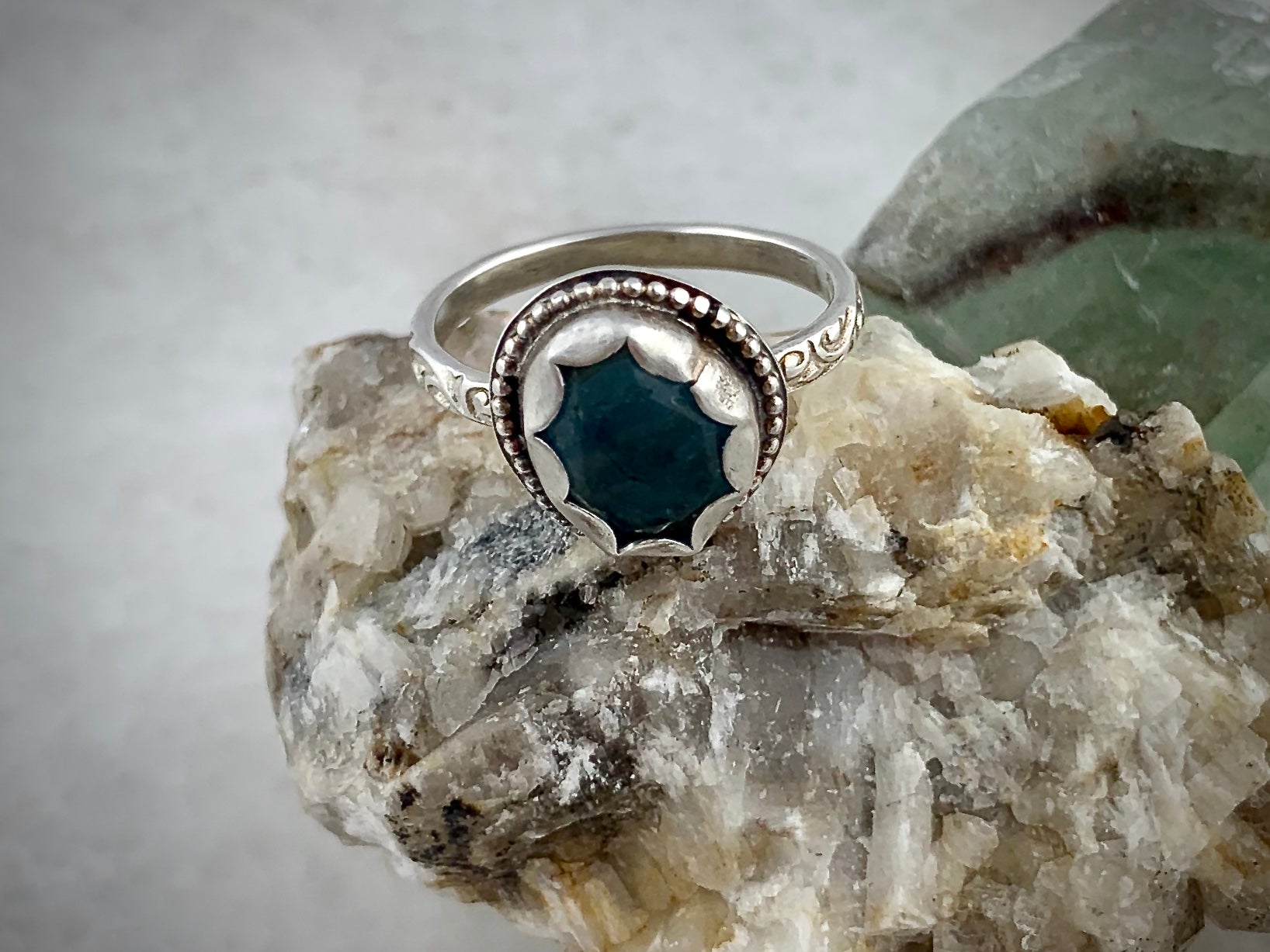 Simply Delicate Teal Gemstone Sterling Stackagle Ring